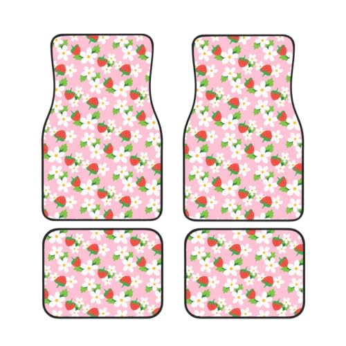 Alfombrillas antideslizantes de neopreno con diseño de fresa rosa para vehículos