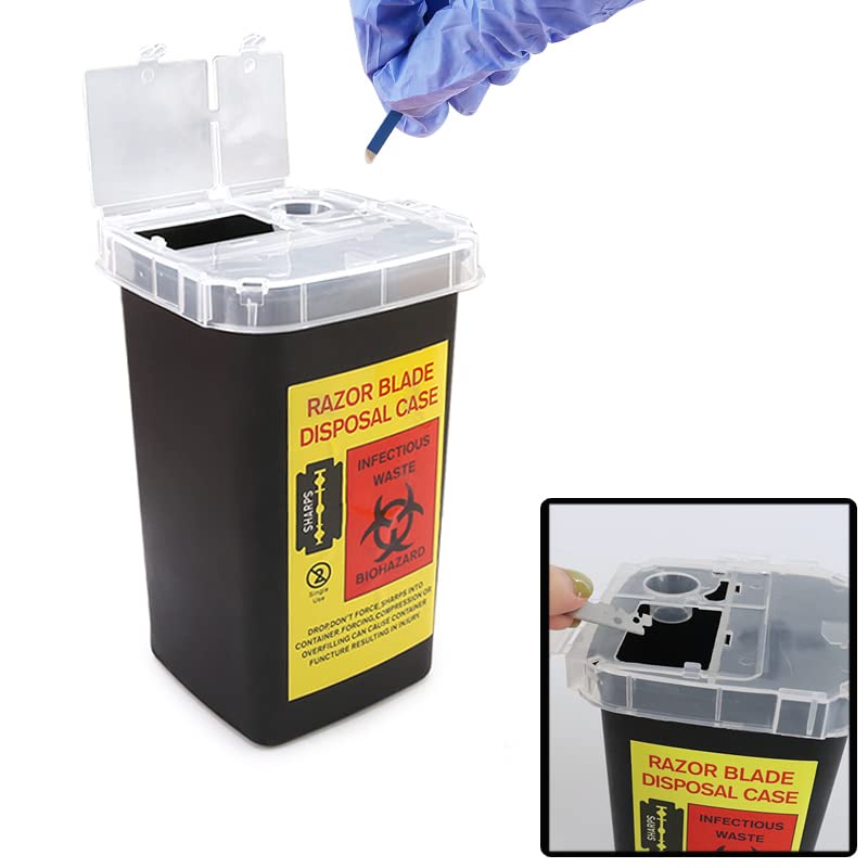 Miniatura 3 de Paquete de 5 contenedores para objetos punzantes para desechar cuchillas, jeringa de tatuaje, aguja, papelera, dispensador de almacenamiento de