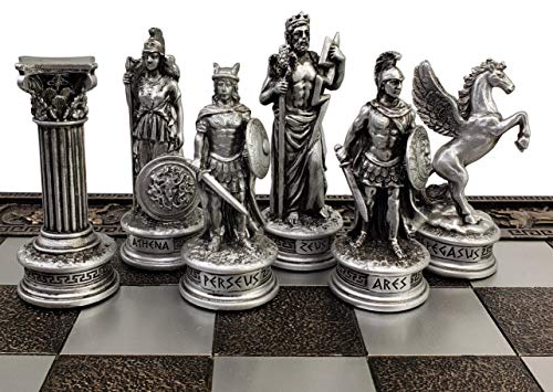 Set de ajedrez Griego Zeus vs Poseidón con tablero 17" miniatura 3