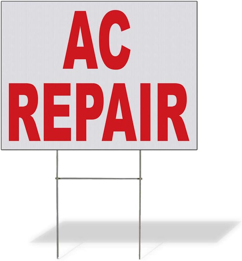 Fastasticdeals Weatherproof Yard Sign Ac Repair Red Auto Car Shop A Lawn Garden Furnace Service 18x12 Inches 2 Sides Print