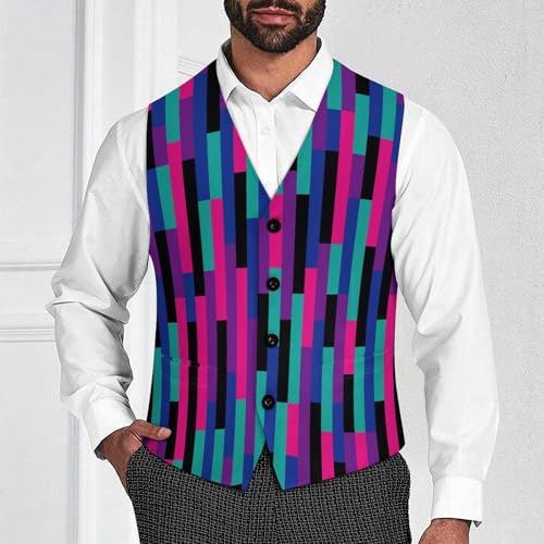 Vintage Purple And Pink Stripes Men's Suit Vest Slim Fit V-Ncek Waistcoat Business Casual Vest2
