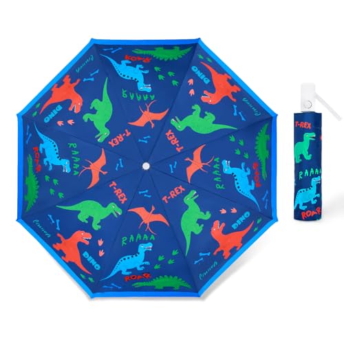 Kids Folding Umbrella Auto Open/Close Anti-rebound Safe Design UV Resistant Automatic Children Travel Umbrellas 8 Rib Reinforced Canopy 360° Reflective Strip Lightweight Cute Umbrella for Girls & Boys
