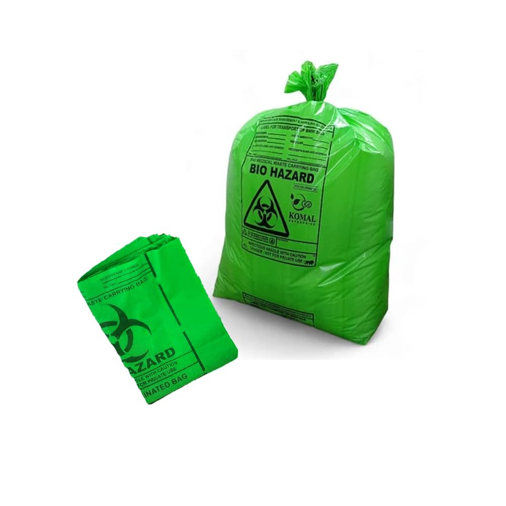 Bio Hazard/Bio-Medical Waste Bag - Pack of 20 (35x45, Green)