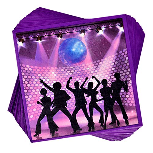 Disco Dance Party Supplies Tableware Set 24 9" Paper Plates 24 7" Plates 24 9 Oz Cups And 50 Lunch Napkins For Music Retro Rock And Roll Guitar 70'S Theme Disposable Birthday Dinnerware Decorations #TOP4