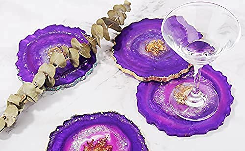 BRIGHTAIL INFRA Coaster Round 4 Pcs. (4 Inch) Silicone Epoxy Molds Agate for Casting with Resin, Concrete, Cement and Polymer Clay -Set of 4 3