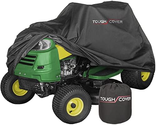 Tough Cover Riding Lawn Mower Cover, Basic. 210D Marine Grade, Universal Fit Tractor, Heavy Duty, Covers Against Water, UV, Dust, Dirt, Wind for Outdoor Garden Storage (Black)