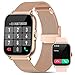 NAIXUES Smartwatch Donna Chiamata Bluetooth e Risposta Vivavoce, Smart Watch da 1,7'' SpO2 Cardiofrequenzimetro, Orologio Fitness 28 Modalità Sport Notifiche Messaggi WhatsApp per Android/iOS Oro Rosa