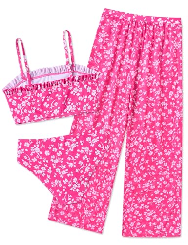 Image of Vogseek 6-16T Girls 3 Pieces Bikini Bathing Suit with Rash Guard Pants Quick Dry Swimwear Cover-Up Sets