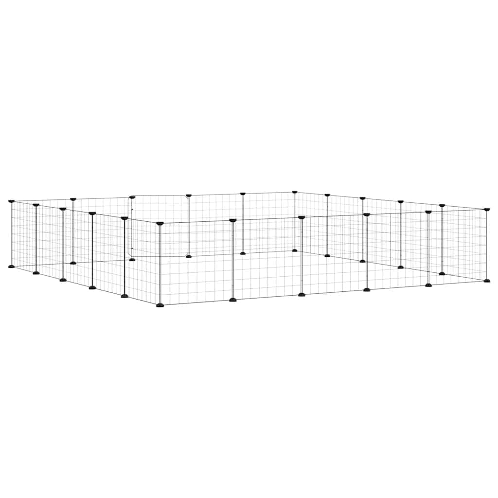 Mangloder - Jaula para mascotas de acero con recubrimiento en polvo, color negro, 20 piezas, modular de 35 x 35 cm con puerta, plegable, ampliable para conejos, cobayas, hámster, apartamento y jardín