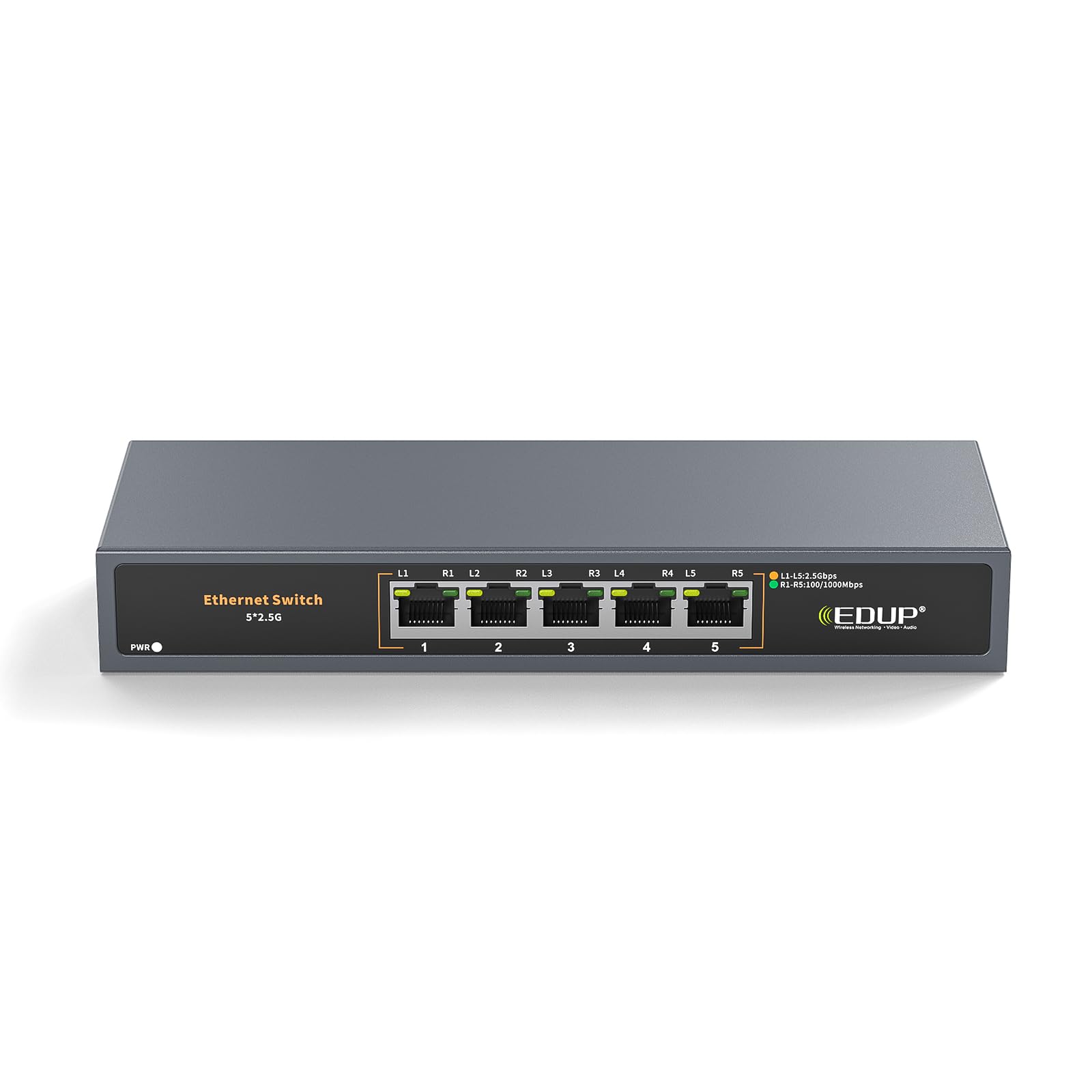 Commutateur Ethernet 2,5 Gigabit, 5 ports, commutateur Ethernet multi-gigabit, non géré, sans ventilateur, Plug & Play, répartiteur réseau fiable, idéal pour les jeux, NAS, PC, silencieux, bureau