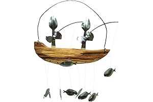 Mesmerizing Fishing Man Wind Chime: A Symphony of Metal Melodies