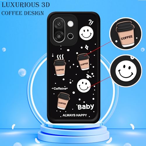 Image of amazon basics Back Case Cover Compatible for OnePlus 13s | Cute Fun Cartoon 3D Ball | Coffee Silicone Case | Camera Protection | Body Protection | Shock Proof | Color Black