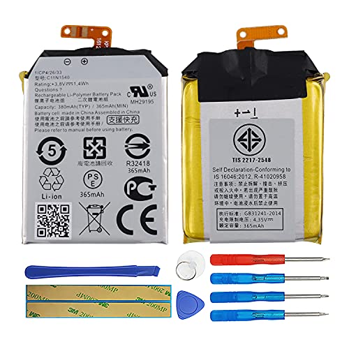 Duotipa Battery C11N1540 Compatible with Asus Zenwatch 2 WI501QF with Repair Tool Kit
