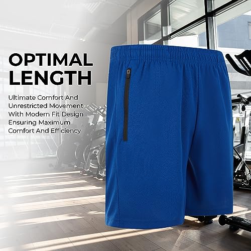 4 Pack: Men's 8" Athletic Running Quick Dry Mesh Shorts with Zipper Pockets (Available in Big & Tall)4