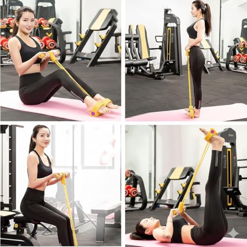 Image of RENRANRING Resistance Bands for Exercise Workout, Stretching Tummy Toning Tube with Foam Handles,Yoga Pedal Puller Exercise Band or Men and Women (1, Yellow)