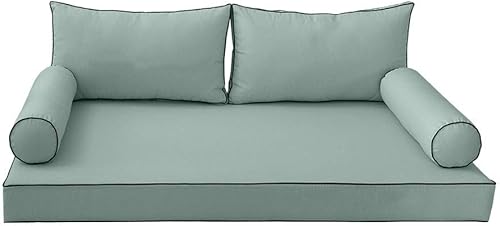 *Solo funda*Estilo 2 para sofá cama al aire libre, fundas de almohada para respaldo, ribete en contraste, tamaño Queen AD002