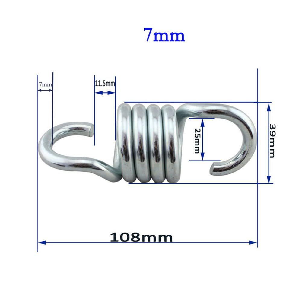 Molle per dondolo da 7 mm, in acciaio, resistenti, a spirale per assorbire gli urti, per appendere sedie, amache, sacchi da boxe, argento (confezione da 2)