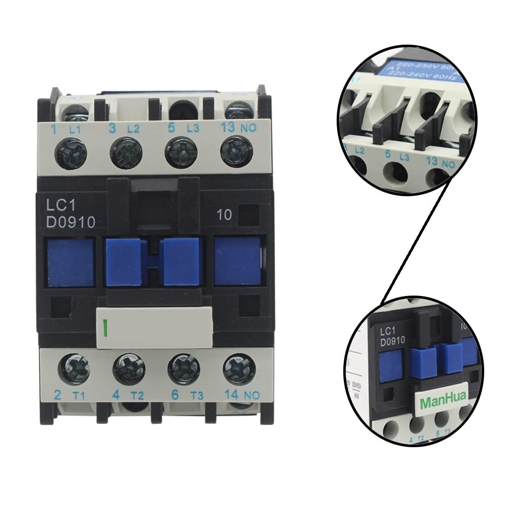 PAKMEZ Stycznik AC LC1-D09 9A 220 V 50/60 Hz Stycznik do montażu na szynie DIN 3p + brak elektryczności przemysłowej