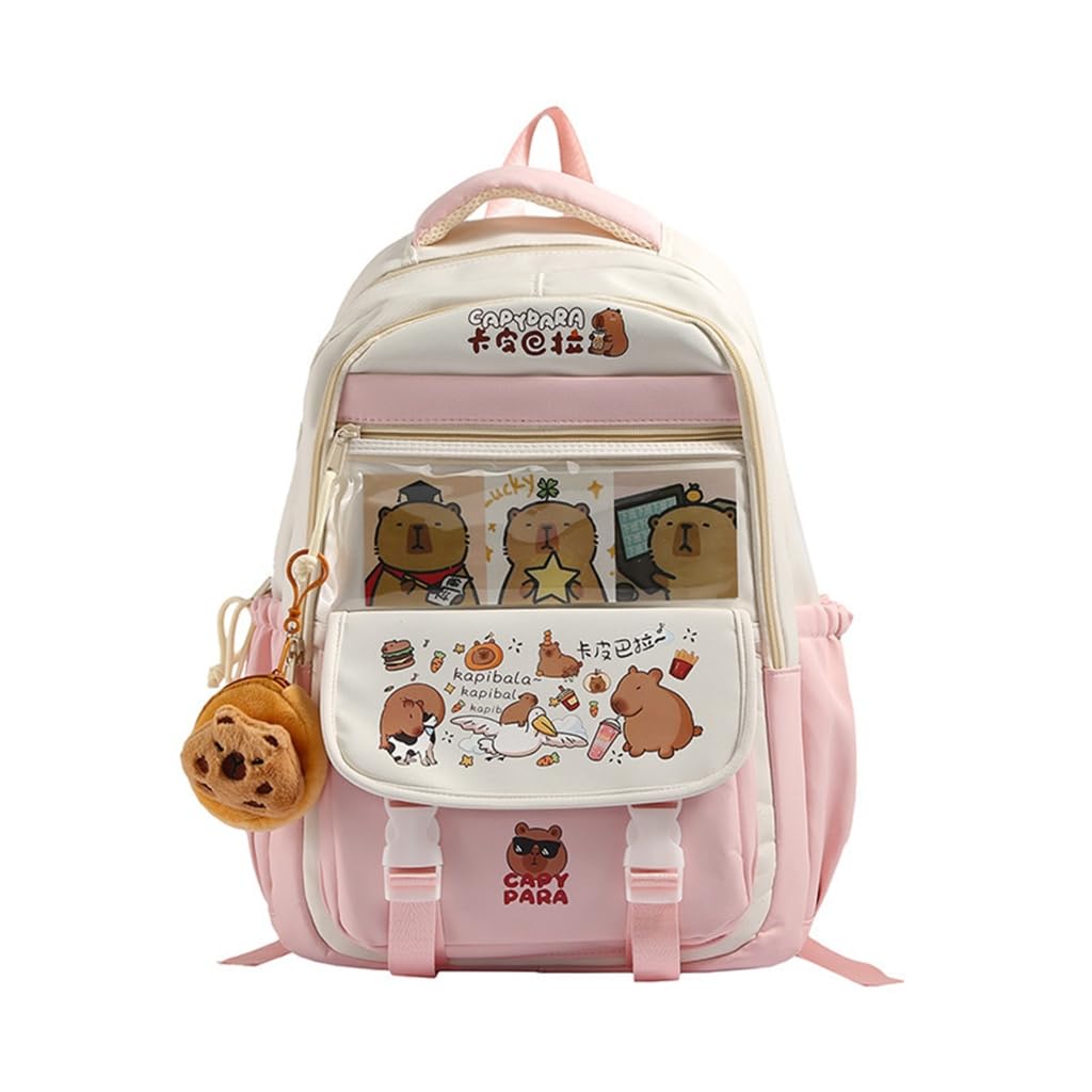 ESTCNK Capybara Backpack With Spacious Interior School Bag For Everyday Essential (2, Pink)