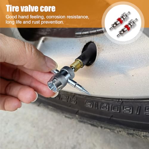 Image of 100PCS Premium Tyre Tire Valve Cores, Nickel Plated Valve Stem Core Part Replacement, Universal Tire Valve Stem Core for Most Automotive, RV, ATV & Air Conditioning, Motorcycles and Bicycles