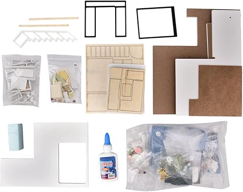 Vakitar Kit de casa de muñecas de madera para montar en miniatura, modelo de construcción moderno en miniatura, regalo de juguete, para el hogar