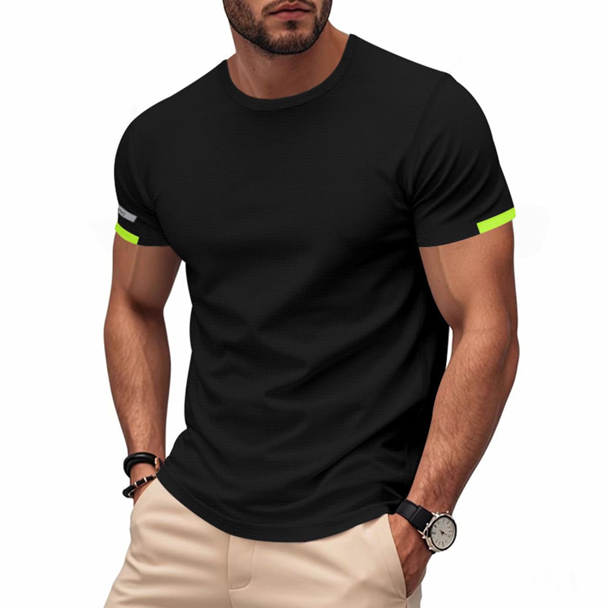 Quick Dry Performance - Camiseta de manga corta para hombre, para correr por la noche, deportes al aire libre, ropa deportiva, ligera, transpirable y absorbente — view 2