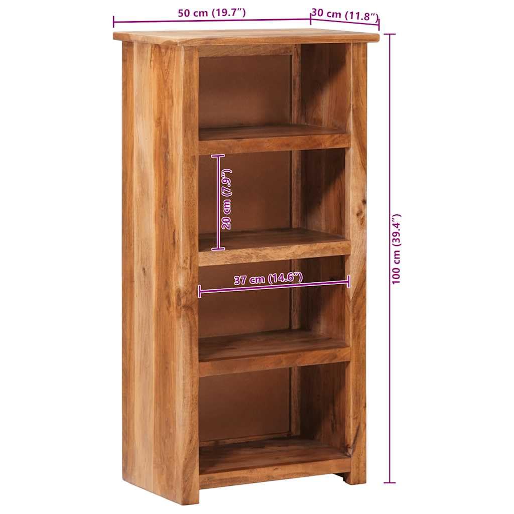 Bücherregal aus Massivholz 50x30x100 cm poliert lackiert mit viel Stauraum, Wandregal Würfel für Büro und Wohnzimmer, fertig montiert, langlebiges Holzregal für Bücher und Dekoration