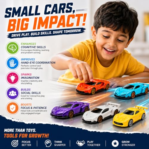 Image of Die-Cast Metal Car Set for Kids | Lamborghini | Ford GT | Dodge Viper| McLaren P1 | Pack of 5 | Multicolor | Fun Birthday Gift for Boys & Girls | for Age 3,4,5,6,7,8,9,10,11,12 Years