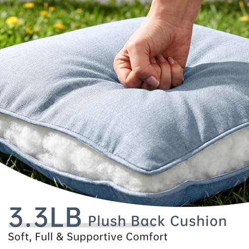 Image of Luxury 4 inch Thick Outdoor Cushion Set of 11 - 22x24 Patio Furniture Cushions with 28D High-Density Foam, Water-Resistant & Fade-Resistant Fabric, Removable Covers for Patio Furniture Sofa - Baby Blue