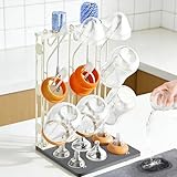 Taozun Bottle Drying Rack with 9 Hooks, Quick-Dry Diatomite Base with Stainless Steel Cup Stand, Vertical Space Saving Countertop Baby Organizer
