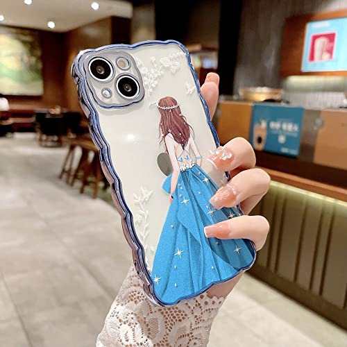 Coque iPhone 13 Pro Max vagues bleu yuanfeng en TPU galvanisé