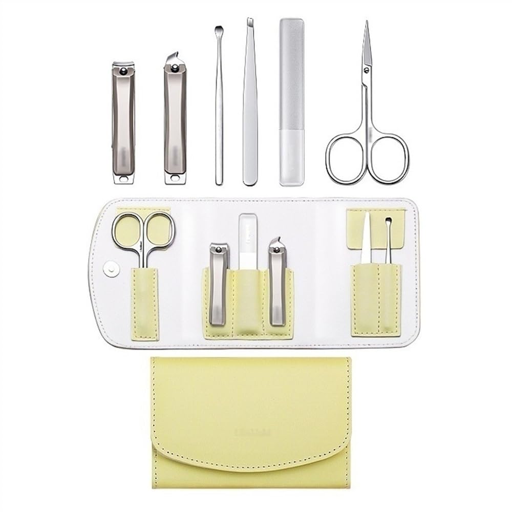 Zestaw do manicure Pedicure 6-częściowy zestaw do manicure, ze stali nierdzewnej, z obcinaczem do paznokci, obcinacz do paznokci, przenośny podróżny zestaw do pielęgnacji paznokci ze skórzanym etui
