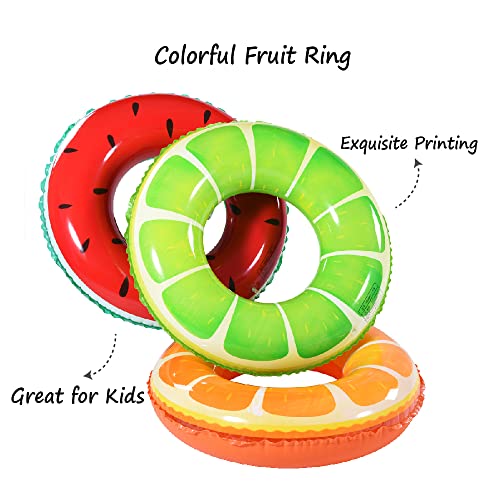 Fruit Pool Float, Watermelon Orange Lemon Swim Tube Ring, Inflatable Swim Pool Party Inner Tube For Kids, 3 Style Summer Pool Toy For Fun #TOP3