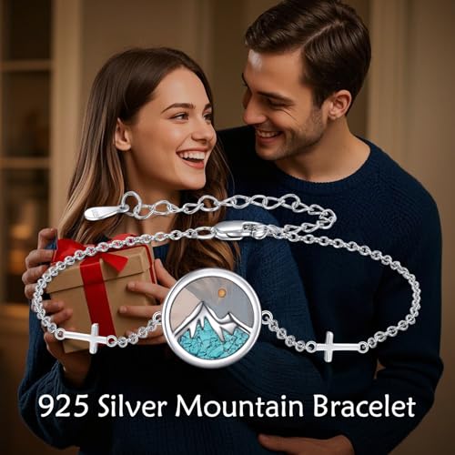 Image of AOBOCO Mustard Seed Bracelet 925 Sterling Silver Cross Bracelets Christian Faith Jewelry Gift for Women