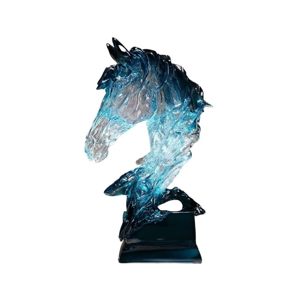 DFHS46JK Table Decorations Gradient Color Transparent Horse Head Ornaments Resin Desktop Decorations Light Luxury Crafts Housewarming Gift Art Statue