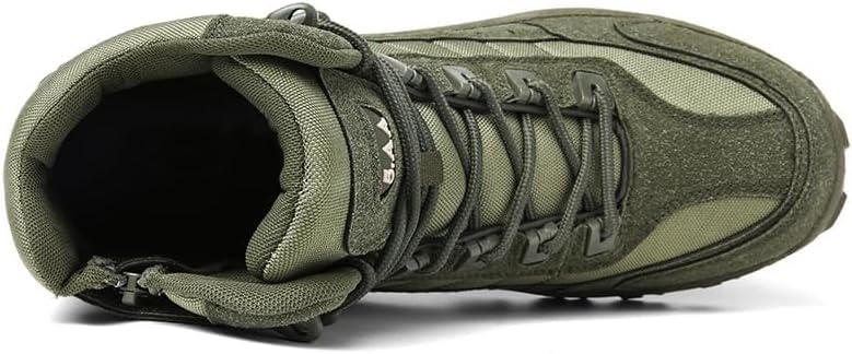 Men's Tactical Hiking Boots - Military-Grade Lightweight Combat Boots with Side Zipper, Slip-Resistant Orthopedic Sole for Outdoor Adventures/Motorcycle Riding/Military Training