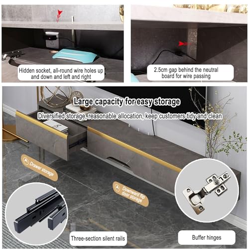 Wandmontierter TV-Ständer mit Schubladen, stilvolle Unterhaltungskonsole für Wohnzimmer, moderner hängender Media-Center-Schrank, platzsparendes Design