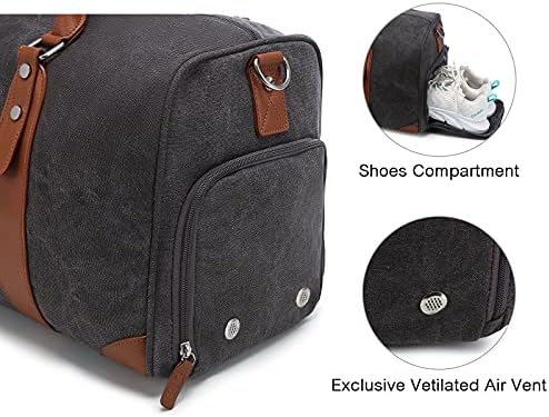 Weekender Bags for Women Sucipi Large Overnight Bag Carry on Duffle Bag with Luggage Sleeve Canvas Travel Duffel Bag with Toilerty Bag,Shoe Compartment,Wet Pocket Black 5 Weekender Bags for Women Sucipi Large Overnight Bag Carry on Duffle Bag with Luggage Sleeve Canvas Travel Duffel Bag with Toilerty Bag,Shoe Compartment,Wet Pocket Black
