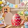 Yookat 6 Pieces Easter Egg Wooden Cutouts Unfinished Easter Eggs Wooden Signs Egg Wood Slice Ornament for Craft (6) #5
