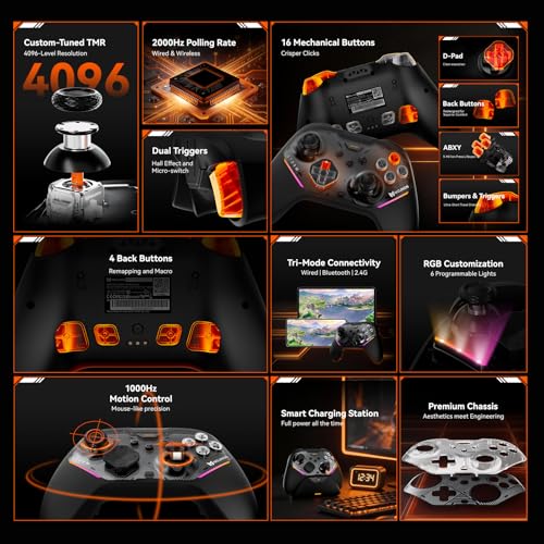 Image of BIGBIG WON Storm(Gale2) Wireless PC Controller, Bluetooth Gaming Controller 2000Hz Polling Rate, Near-Zero Latency, TMR Sticks, Hall & Micro-switch Triggers, 16 Mechanical Buttons, 4 Customizable Back Paddles, for Windows PC /Switch 2 /Switch /Android /IOS