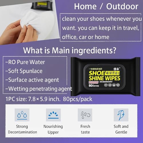 Image of adbeni Shoe Shine Wipes | Quick Sneaker & Shoe Cleaner | Cleaning Wet Wipes for Canvas, Rubber & Synthetic Shoes | Removes Dirt, Dust & Stains | Travel-Friendly, Gentle Formula