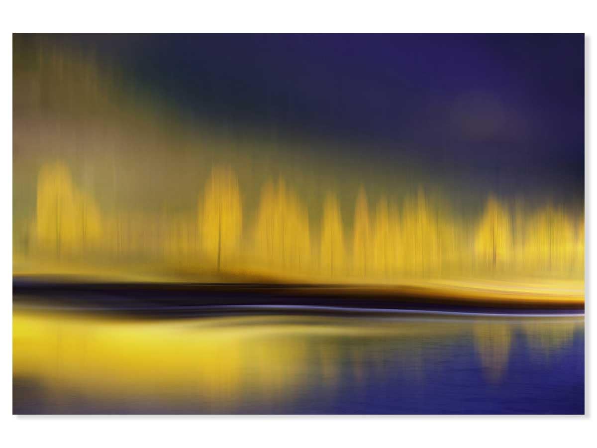 Tableau la Nuit Jaune : décoration murale d'exception en toile imprimée 90x60 artisanale