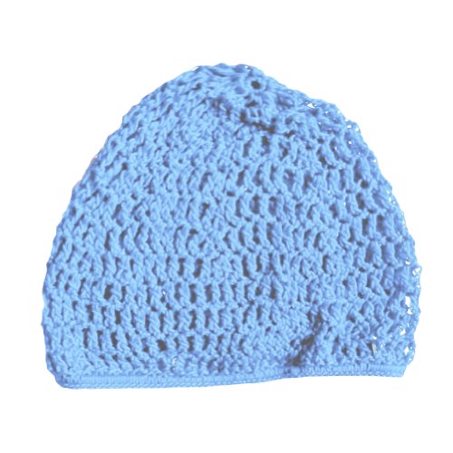 THICK HAIR NETS CROCHET BEANIE SKULL CAP HAT, Sky