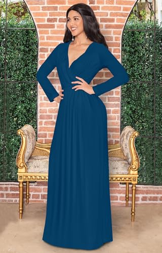Image of KOH KOH Womens Long Sleeve Empire Cocktail Elegant Evening Versatile Maxi Dress