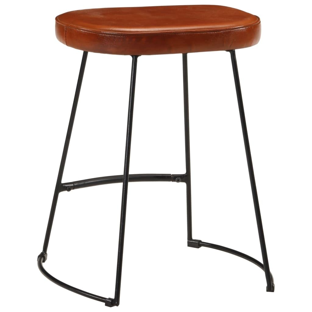 Taburete de bar con acolchado de piel, estructura de metal, 40 x 29,5 x 53 cm, color marrón oscuro