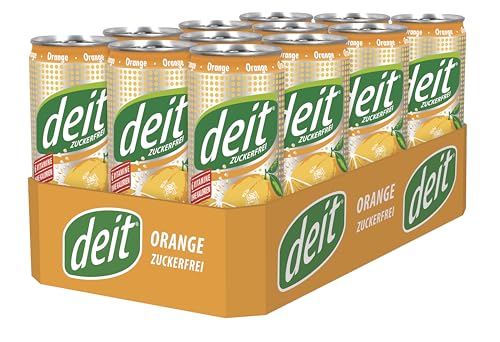 DEIT Orange Dose - Zuckerfreies Erfrischungsgetränk im 12er Pack (12 x 330 ml) -Kalorienarme Limonade, Natürliche Zutaten, Spritziger Orangengeschmack