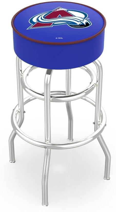 HBS L7C1-4" Calgary Flames Cushion Seat with Double-Ring Chrome Base Swivel Bar Stool by The Holland Bar Stool Company