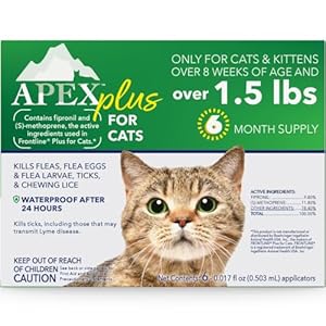 Apex Plus Flea Treatment for Cats, 1.5+ lbs | 6-Month Supply | Cat Flea and Tick Treatment Drops | Flea Eggs, Flea Larvae, and Chewing Lice Prevention Medicine for 30-Days