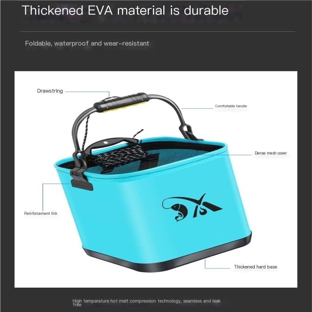 Outdoor Fishing Live Fish Bucket, EVA Portable Water Bucket with Foldable Strap, Thickened Fishing Box for Fish Storage