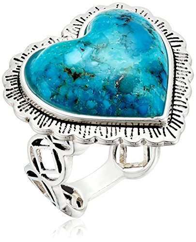 Barse Sterling Silver and Genuine Turquoise Heart Ring, Size 8